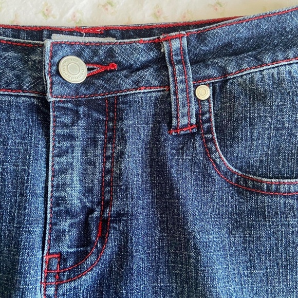 y2k 2000s contrast stitch denim mini skirt 💕 - Picture 3 of 8